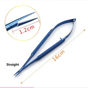 Ciseaux microscopiques Vannas, courbés et droits, en titane, instrument chirurgical ophtalmique, poignée à ressort, CE OEM - Product Image 1