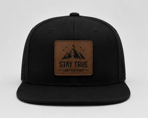 Casquette Snapback en Cuir avec Patch, 5 Panneaux, Visière Plate, Haute Qualité, Noire, pour Activités de Plein Air, Montagne, Structurée, Verte, Vente en Gros - Product Image 1
