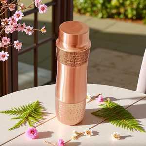Copper <b>Water</b> <b>Bottle</b> Minimalist Design Portable Travel Drinkware Reusable Eco-Friendly Lids Included - Product Image 6