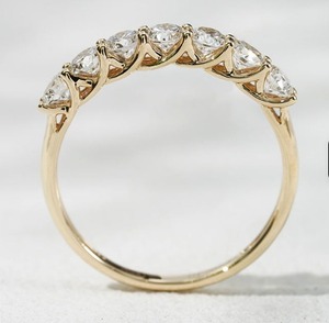 Starsgem 10K Gold Lab Grown Diamond <b>Ring</b> 1.0ct 3.2mm DEF/Pink Half <b>Circle</b> Brilliant Cut Unisex Anniversary Band Sevenstone - Product Image 4