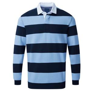 เสื้อรักบี้แขนยาวพิมพ์ลายดิจิทัลทรงโอเวอร์ไซส์ผ้าฝ้าย 100% ลายตัวอักษรแบบยูนิเซ็กซ์พร้อมโลโก้สั่งทำพิเศษ ดีไซน์ลายทาง - Product Image 6