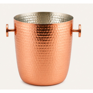 Cubo de Hielo Recubierto de Cobre con Acabado Martillado, Enfriador de Champán y Vino con Asas Laterales para Bar, Hotel, Restaurante, Bodas y Fiestas - Product Image 3