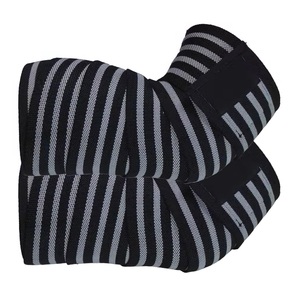 Wholesale Knee Pads Knitted <b>Black</b> Gray Striped Breathable Hook Loop Closure Unisex All Seasons Protection - Product Image 6
