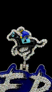 Colgante de LETRA DE DIAMANTE VVS brillante de esmalte helado personalizado, colgante de fianza de caballo de moissanita Brillante De plata de ley 925 - Product Image 6