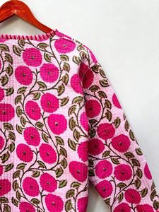 Block Printed Cotton Quilted Reversible Eco-Friendly Bomber <b>Jacket</b> Handmade Boho Coat - Product Image 4