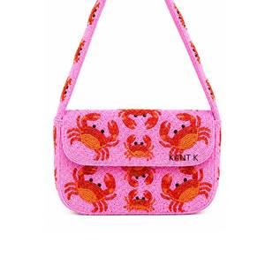 Beaded Fold Over <b>Handbag</b> With Shark Wave Pattern Single Strap Women's Beach Bag Vacation Style Cartoon Design - Product Image 4