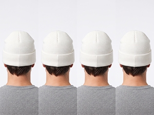 DUMELA INTERNATIONAL Bonnet unisexe 100 % acrylique à revers, couleur unie, décontracté, chaud pour l'hiver, style urbain, imprimé en relief - Product Image 3