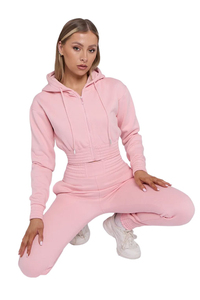 Conjunto Deportivo Negro para Mujer, Sudadera Corta con Capucha y Pantalones Jogger, Ropa Casual de Gimnasio para Invierno, con Talla Personalizada - Product Image 3