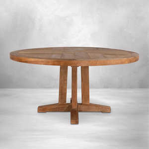 Mesa de Comedor Redonda Moderna de Madera de Teca Sólida con Acabado de Grano Natural, Muebles Ecológicos de Lujo para el Hogar, para Uso en Restaurantes y Hoteles - Product Image 1