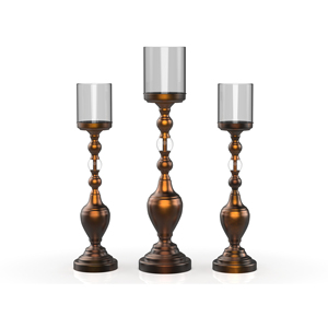 <b>Brass</b> <b>Candlestick</b> <b>Holder</b> Set of 3 Traditional Design for Home Decoration Durable Metal Candle Stand - Product Image 2
