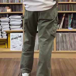 กางเกงวินเทจกองทัพเรืออังกฤษสำหรับผู้ชาย กางเกงคาร์โก้ทรงกระบอกผ้าฝ้ายแท้ กางเกงขายาวทรงตรงกระเป๋าใหญ่ลำลองสำหรับทุกฤดูกาล - Product Image 2