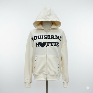 Sweat-shirt à capuche zippé intégral pour homme, avec logo appliqué personnalisé de haute qualité, effet vieilli, devant et dos, disponible en plusieurs couleurs et confortable. - Product Image 1