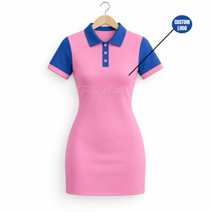 Vestido Mini Ajustado de Cuello Polo en Rosa y Azul Contrastante de Cosh International Sorority Sisterhood, Manga Corta, Informal, para Verano - Product Image 5
