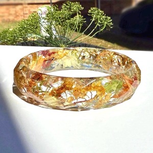 Resin Bangle Lightweight Comfortable Wear <b>Pressed</b> <b>Flower</b> Resin Bangle With Real <b>Flowers</b> Nasturtium Daisy White Rose - Product Image 6