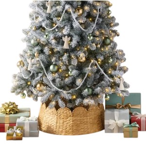 Decorative Woven <b>Christmas</b> <b>Tree</b> Collar Natural water hyacinth <b>Tree</b> <b>Base</b> Cover Basket <b>for</b> Holiday Decorations - Product Image 4