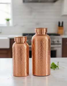 Bouteille d'eau artisanale en cuivre pur |   Grande bouteille en cuivre |   Récipient à eau ayurvédique |   Cadeau de bien-être - Product Image 6