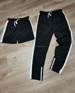 Ensemble pantalon de survêtement et short de jogging à taille élastique avec coupe ample pour hommes, pantalon de course à la mode - Product Image 1