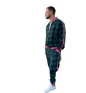 Nouvelle veste bomber à imprimé à carreaux pour homme, style sublimation, fermeture éclair, ourlet et poignets côtelés, sweat-shirt rayé à fermeture éclair - Product Image 2