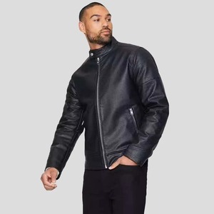 Black Genuine Leather <b>Biker</b> <b>Jacket</b> - Product Image 1