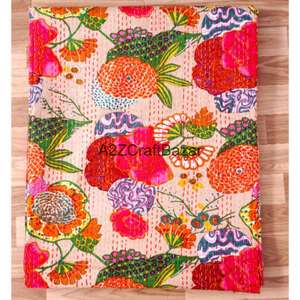 Manta de Algodón Reversible Hecha a Mano, Estilo Kantha Vintage de la India, Colcha Bohemia, Colores Surtidos, Decoración del Hogar - Product Image 6