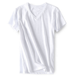 T-shirts pour hommes en polyester/coton, lavables, à manches courtes, col classique, à carreaux, décontractés, avec motif uni teint et impression personnalisée, blanc et bleu - Product Image 1