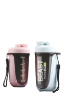Bouteille shaker à protéines 500 ml avec couvercle à bille à ressort, sangle, tasse de sport pour la gym, shaker à bille mélangeuse
