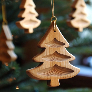 Ornement de Noël en bois en forme d'arbre, artisanat, décoration suspendue pour la décoration des fêtes - Product Image 1