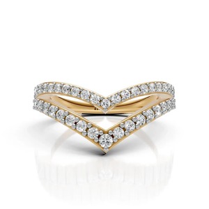 Bague Statement en Moissanite en Argent Sterling Plaqué Rhodium, Bijou de Luxe Audacieux pour Homme avec Deux Rangées Parallèles en Forme de Chevron - Product Image 2