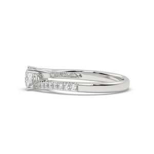 AJRETAIL Anillo de boda clásico de oro blanco de 14 quilates con piedra sintética cultivada en laboratorio para mujer con certificado 0,49 g - Product Image 2