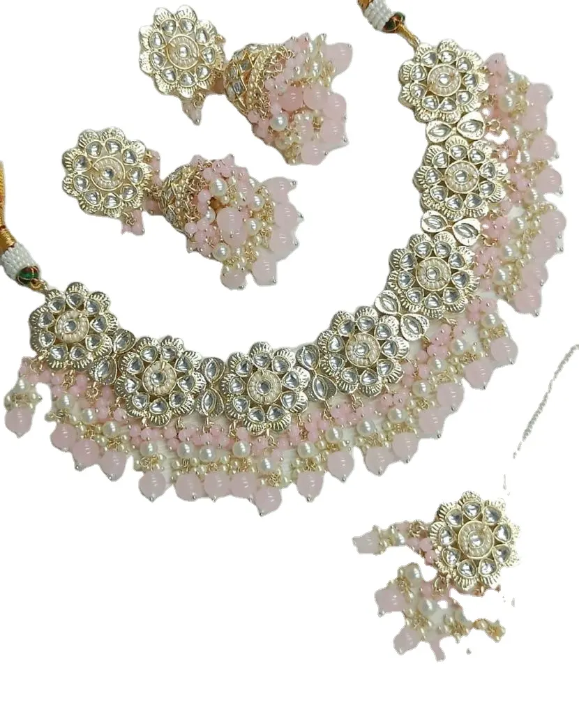JewelIndian JewelJewelJewelry Crystal Kundan Faux Pearl Gargantilla Collar Conjunto de joyería nupcial Fabricantes de joyería india, Bei