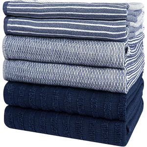 Lot de 6 torchons de cuisine en coton premium, 20x28 pouces, très absorbants, en tissu éponge plat - Product Image 5
