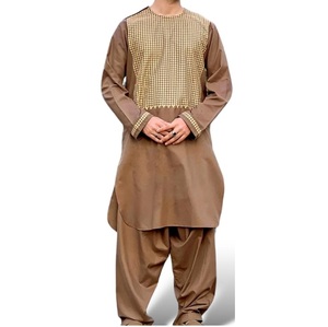Vêtement ethnique afghan traditionnel pour homme, shalwar kameez long, broderie machine de couleur blanche, haute qualité, robe Kuchi afghane. - Product Image 3