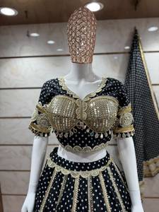 Traditional Indian Pakistani <b>Women</b> <b>Lehenga</b> Choli Embroidered Floor-Length Loose Fit Wedding Wear Silk Stretchable - Product Image 6