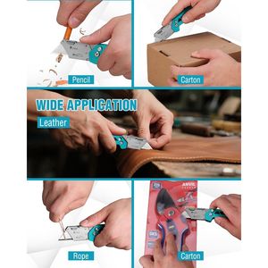 Coltello Tascabile Pieghevole a Cambio Rapido con 10 Lame Extra, Clip da Cintura, Blocco Asse, Design Tipo Rasoio e Taglierino - Product Image 2