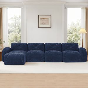 Divano a L per Soggiorno con Base in Spugna ad Alta Densità 32D, Design Trapuntato in Velluto Morbido, Antiscivolo ed Ergonomico, Combinazione Libera - Product Image 2