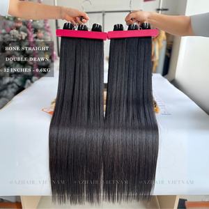 Paquetes de Cabello Humano Virgen Remy Liso Natural Negro, 100% Alineado con la Cutícula, Doble Trama a Máquina, Doble Grosor, Venta al por Mayor - Product Image 1