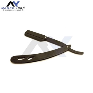 Matte Black Professional Barber <b>Swing</b> Lock Stainless Steel Straight Edge Shaving Razor <b>Set</b> 2 Pieces for Men Single Edge Barber - Product Image 6