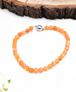 กำไลข้อมือคาร์เนเลียนสีส้ม, กำไลลูกปัดขนาด 6 มม., ลูกปัดเจียระไนธรรมชาติ, กำไลพลอยสวยงามสำหรับทำเครื่องประดับชั้นดี - Product Image 3