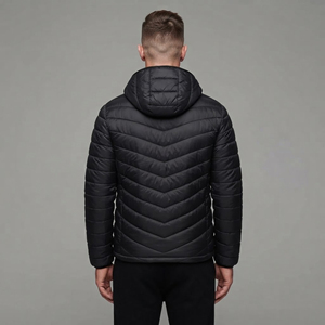 Veste Bomber Décontractée Homme Hiver Chaud Épaisse en Toile Unie avec Fermeture Éclair et Capuche Rembourrée – Vente en Gros - Product Image 5