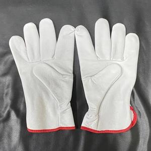 Gants en cuir blanc pour homme, gants de conduite, gants en cuir de vachette pleine fleur - Product Image 2