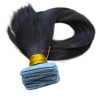 Extensiones de Cabello Humano Natural Virgen Remy de Indonesia, con Cinta Adhesiva, Liso, Negro, de Primera Calidad, Sin Enredos, 100g, Disponible en Todos los Colores