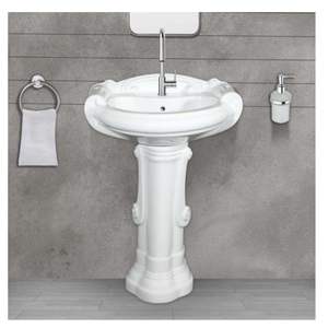 Lavabo de cerámica de lujo con pedestal, lavabo de baño de 630x530x940mm, lavabo de porcelana para lavar ropa, juego Catino - Product Image 3