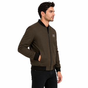 Chaqueta Bomber para Hombre, Manga Larga, Cierre de Cremallera, Cuello Acanalado, Ropa Casual de Calle, Venta al Por Mayor, OEM, Proveedor de Chaquetas Personalizadas para Hombre, EE. UU. - Product Image 2