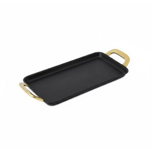 Plateau de service rectangulaire en aluminium doré, design martelé, pour la maison et les hôtels, plateau de service pour le thé et le café avec poignée décorative - Product Image 3