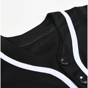 Camiseta de Béisbol Negra Unisex de Manga Corta con Botones al Frente, Color Sólido, Transpirable, de Poliéster, Ropa Deportiva para Adultos - Product Image 4