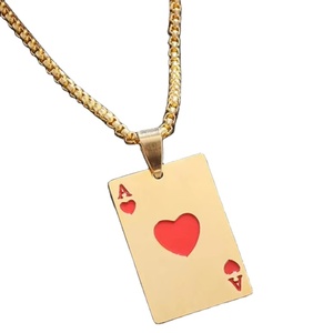 Hip Hop déclaration en acier inoxydable Poker carte as de pique collier pour femmes hommes pendentif chaîne cartes à jouer bijoux - Product Image 1