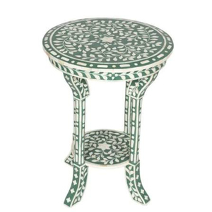Mesa Auxiliar Cúbica Artesanal de MDF con Incrustaciones de Hueso en Blanco y Negro, Diseño Floral Premium, para Venta al por Mayor - Product Image 4