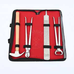 Juego de herramientas de herrador al por mayor con alicates para pezuñas de 12 pulgadas, lima raspadora de doble cara afilada, extractor de clavos y martillo para clavar en estuche - Product Image 1