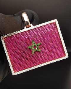 จี้ห้อยคอเงินแท้ 925 สไตล์ฮิปฮอป รูปทรงสี่เหลี่ยมผืนผ้า สำหรับผู้ชาย ปรับแต่งอักษรย่อได้  ประดับโมอิสซาไนต์ ขนาดใหญ่ ดีไซน์เฉพาะตัว - Product Image 1