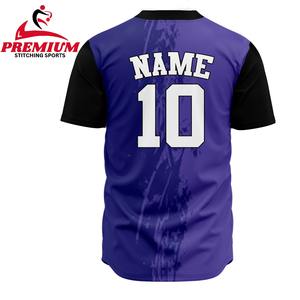 Maillot de baseball personnalisable de haute qualité 100% polyester, respirant, anti-UV, évacuant l'humidité, séchage rapide, col en V, nom d'équipe personnalisé - Product Image 2